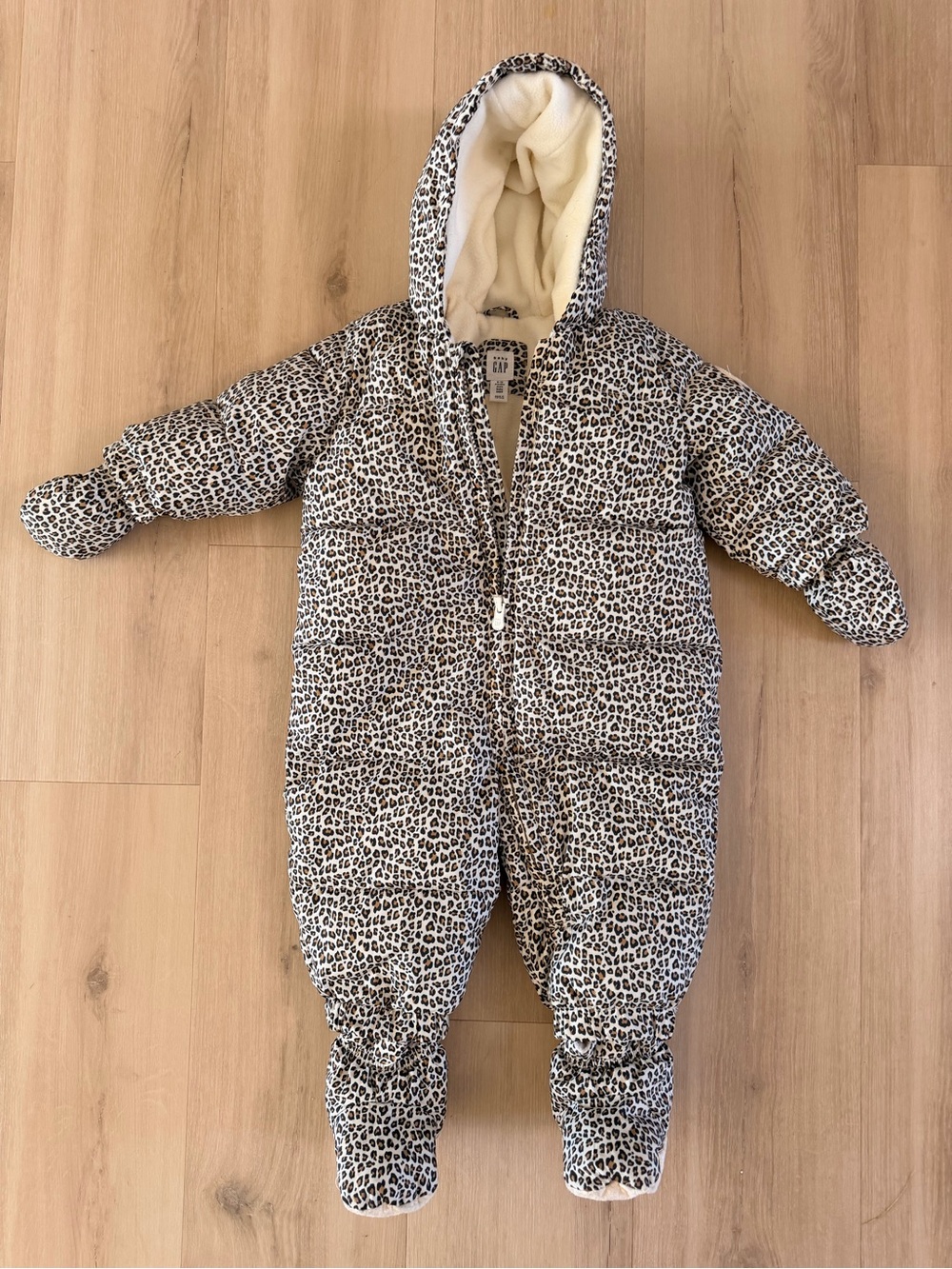 GAP Leopard-Print Insulated Baby Snow One-Piece 6-12m